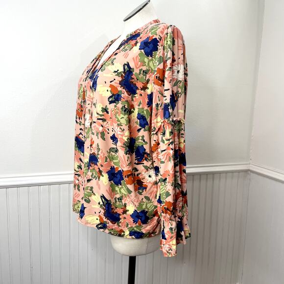 Eloquii Plus Size 18 Shirt Floral Peasant Top Ruffle Sleeve Boho Romantic Spring - Picture 10 of 10